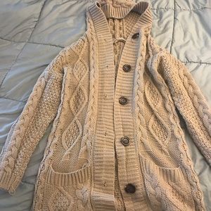 Cable knit hooded sweater